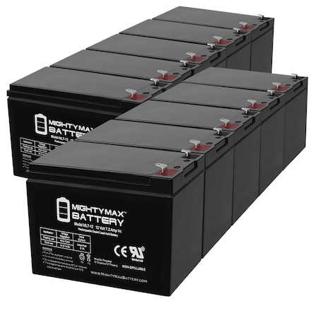 12V 7Ah Battery Replaces Notifier FireWarden-100-2 Rev 3 - 10 Pack